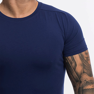 Camiseta deportiva 100% de algodón de alta calidad para hombre con manga corta Color sólido y cuello redondo Camiseta de calidad para hombre - Product Image 3