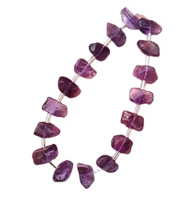 Center Drilled Polished Rough Natural Purple Amethyst Gemstone Top Quality February Birthstone Making Jewelry - Product Image 1