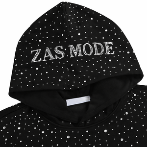 เสื้อฮู้ดประดับเพชรแบบใหม่สำหรับผู้หญิง เสื้อสเวตเชิ้ตมีฮู้ดประดับเพชร แฟชั่นหรูหรา สไตล์ลำลอง สตรีทแวร์ เสื้อฮู้ดแบบสวม Unisex - Product Image 3