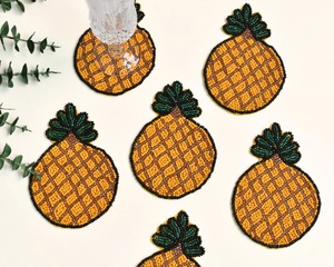 Dessous de verre perlé en forme d'ananas fait à la main tapis de boisson décoratifs pour cuisine Table à manger porte-gobelet à café-approvisionnement en gros en vrac - Product Image 4
