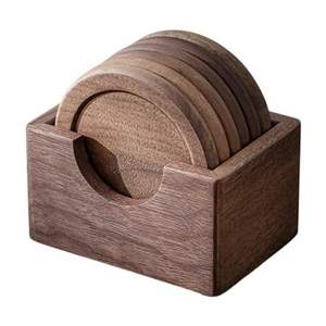 Ensemble de dessous-de-verre en bois artistique pour une décoration intérieure élégante, finition naturelle, préservation de la surface des boissons - Product Image 4