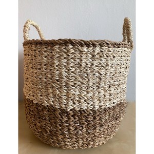 Grand panier tressé en jonc de mer avec poignée Organisateur rustique écologique, panier pour polyvalent - Product Image 1