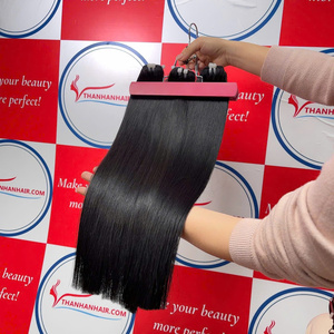 Extensions de cheveux humains raides en os de haute qualité Cheveux de trame de machine de couleur noire naturelle prêts à expédier - Product Image 3