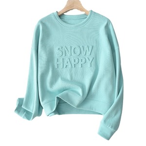 เสื้อฮู้ดดี้ผ้าฝ้าย 100% แบบนูน 3 มิติ สำหรับผู้หญิง คอกลม แบบสวมหัว เสื้อสเวตเชิ้ตผ้าฝ้าย 3 มิติ แบบนูน ผลิตตามสั่ง ขายส่ง - Product Image 1