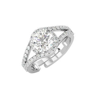 NOVAMART Fine 925 Sterling Silver Engagement <b>Ring</b> <b>Adjustable</b> Band Solitaire Finger Pear Shape Diamond Hip Hop Geometric Certifie - Product Image 1