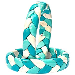 กำไลข้อมือโอเชียนวีฟ ลาค กำไลแฟชั่นทำมือสีเทอร์ควอยซ์และสีขาว - Product Image 3
