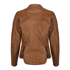 Chaqueta de moto de cuero genuino para mujer, protecciones blindadas CE, chaqueta de moto de carreras amarilla para invierno de talla grande - Product Image 4