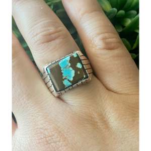 Trevor Jack Bezel Set <b>Turquoise</b> & Sterling Silver <b>Ring</b> Size 9.5 - Product Image 2