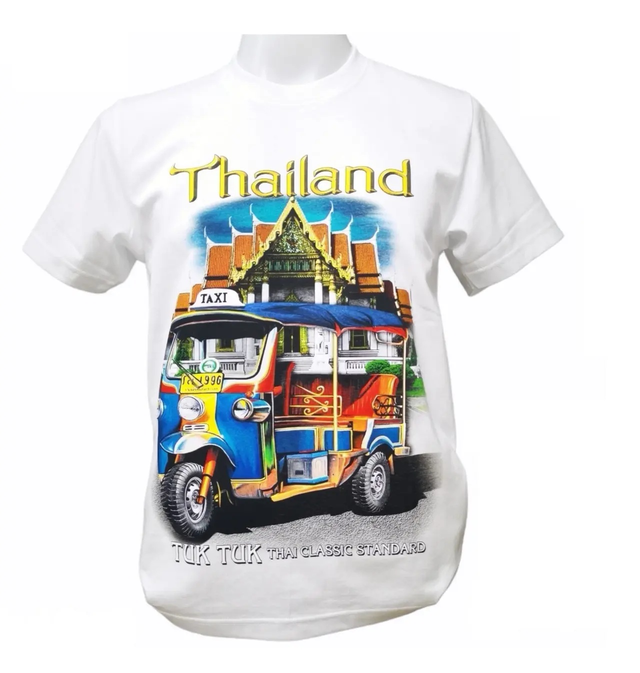 Camiseta Tuktuk Tailândia Tamanho F 100% Algodão Vintage O-Decote Gola O Original Tailândia Desenho Gráfico Impressões de Tela de Qualidade Premium