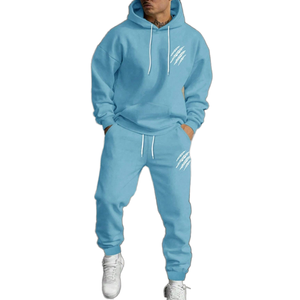 Conjunto Deportivo de Invierno Unisex Personalizado, Ropa Deportiva para Correr, Sudadera con Capucha y Pantalones Estampados con Lavado Ácido, Conjunto de 2 Piezas, Talla Grande - Product Image 1