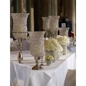 Bougeoir Hurricanes en cristal plaqué argent pour la maison et la décoration de table de mariage Centres de table Bougeoir en métal cristal - Product Image 2