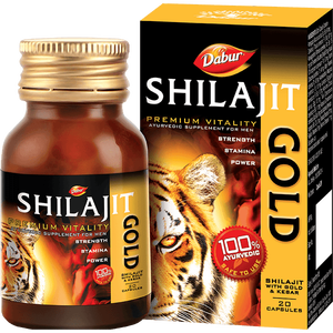 Cápsulas Premium de Shilajit Dabur Doble Oro, Tira de 10 Cápsulas, Tónico Natural para la Fuerza, Resistencia y Salud - Product Image 1