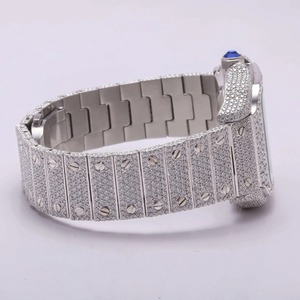 Montres en acier inoxydable de luxe pour hommes, collection VVS 1 Clarity, cadran en acier inoxydable, serties de diamants en moissanite, entièrement serties de quartz - Product Image 2