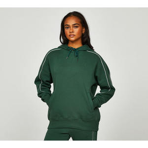 Ensemble de survêtements deux pièces pour femmes de haute qualité survêtements personnalisés avec pantalon évasé solide et col à capuche pour l'entraînement sportif - Product Image 2