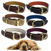 Collier de chien rembourré en cuir véritable, produits pour animaux de compagnie de haute qualité, boucles durables, produits de luxe pour animaux de compagnie, harnais, ensembles de laisses, beige bordeaux