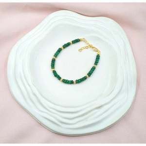 Handmade Emerald Corundum <b>Bracelet</b> 925 Sterling <b>Silver</b> Green Gemstone Chain Dainty May Birthstone Fine Jewelry making supply - Product Image 3