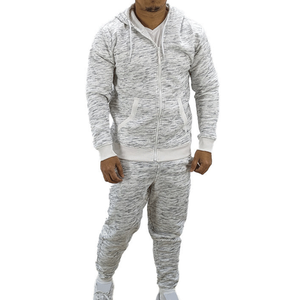 Design personnalisé pour hommes de grande taille Hauts de gymnastique d'hiver Bas de survêtement à fermeture éclair complète Joggers à capuche Motif solide Ensemble 2 pièces écologique - Product Image 1