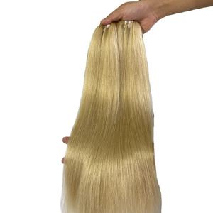 Haute qualité en gros Blonde 613 vierge cuticule aligné naturel droit Extension de cheveux humains slave trame faisceaux de cheveux bruts - Product Image 1