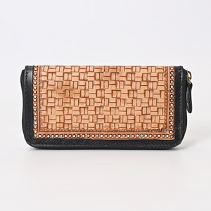 Custom Hand Tooled Cowhide Leather Card <b>Holder</b> <b>Wallet</b> Flower Design Passport <b>Holder</b> with 8 Card Slots - Product Image 5