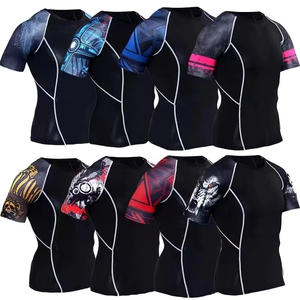 Chemises de protection contre les éruptions cutanées pour hommes, personnalisables, confortables, respirantes, écologiques, à manches courtes, 100% polyester, pour la pratique du MMA en salle de sport - Product Image 2