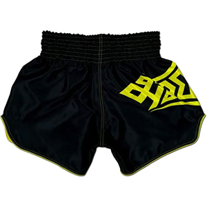 Promoción Pantalones cortos de Kick Boxing personalizados para hombres Pantalones cortos de Muay Thai de cintura alta de boxeo negro de alta calidad - Product Image 3