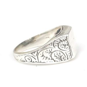 925 Sterling <b>Silver</b> Square Knight <b>Ring</b> Handmade Geometric Fine Jewelry 1cm Platinum Clasp for <b>Men</b> 14k Metal Purity Everyday Wear - Product Image 3