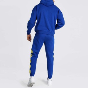 100% coton lourd lavage à l'acide hommes formation à capuche ensemble personnalisé solide grande taille Jogging survêtement hiver course garçons imprimé - Product Image 6