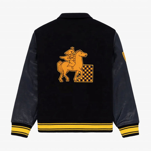 Veste universitaire à manches en cuir personnalisée pour hommes séchage rapide coupe ajustée avec logo personnalisé sur le devant meilleur prix marque privée veste Letterman - Product Image 2