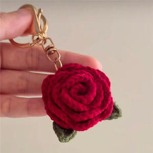 Llavero de Coche con Flor de Rosa de Algodón Tejida a Crochet, Colgante para Bolso, Decoración Moderna, Sencilla, Literaria, Artística y Fresca - Product Image 4