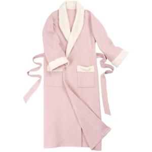 Peignoir en laine de qualité supérieure pour femmes et hommes Robe douce moelleuse avec fourrure de lapin Sherpa Shaggy longue poche en gros pour les hôtels - Product Image 5