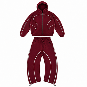 Sudadera con capucha de nailon ligero de 140 g/m² con cremallera, costuras contrastantes, estilo urbano, hip hop, corte holgado para hombre - Product Image 5