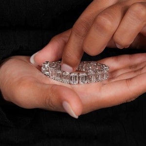 Stylish New Arrival Fashion Design Fancy Cut White Gold Zircon Iced Wholesale Tennis Wedding <b>Gift</b> Bracelet Fine Jewelry 14k - Product Image 3