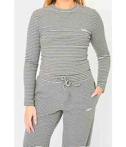 Ensemble de survêtement décontracté d'hiver à manches longues, uni, brodé, gris chiné et blanc - Product Image 6