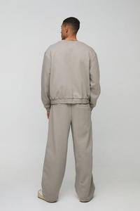 Sudadera de cuello redondo de gran tamaño para hombre, jersey de lana de algodón con detalle de bolsillo en el pecho, logotipo personalizado, sudaderas con capucha holgadas lisas - Product Image 2