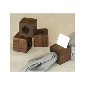Anillo de madera con forma rectangular, servilletero de madera Natural, decoración de mesa y accesorios - Product Image 2