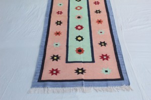 Hand Woven Traditional Indian Cotton Durry <b>Rug</b> Geometric Pattern Washable for Bedroom and Living Room - Product Image 5