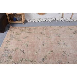 Alfombra turca vintage Beige verde 5,6X9,7 pies tejido plano de lana con patrón de retazos para decoraciones de sala de estar o uso en el pasillo - Product Image 5