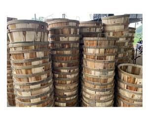 Paniers à boisseau en bois à attelles vintage pour conteneur de stockage transportant des fruits de mer Organisation de la maison Affichage de meubles déco au détail - Product Image 1