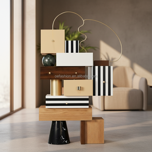 Meuble de rangement modulaire <span class=keywords><strong>moderne</strong></span> avec design géométrique, table d'appoint artistique pour le salon ou la <span class=keywords><strong>galerie</strong></span> - Product Image 4