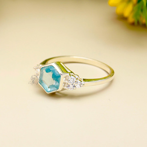 Natural Aquamarine <b>Ring</b> <b>925</b> Sterling <b>Silver</b> Custom Semiprecious Jewelry for Women Bulk Wholesale Fine <b>Silver</b> <b>Rings</b> Suppliers - Product Image 3