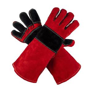 Gants en cuir haute température résistants à la chaleur anti-brûlure pour le soudage, la sécurité industrielle, le travail avec doublure en polaire - Product Image 1