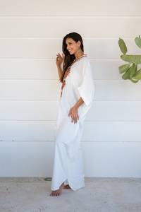 2025 Últimos diseños de caftán DE LA India, venta al por mayor, ropa Bohemia bordada para mujer con escote en V, manga larga, traje de playa - Product Image 3