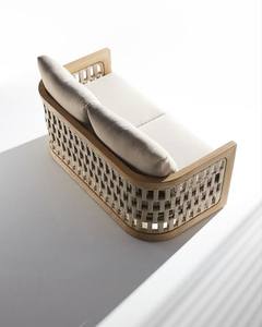 Ensemble de canapés modulaires de luxe en bois pour l'extérieur, résistant aux intempéries et aux décolorations, canapé sectionnel de jardin, mobilier de salon haut de gamme pour cour. - Product Image 3