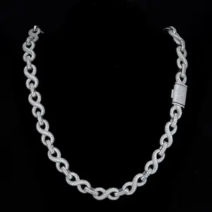 Chaîne à maillons infinis de qualité supérieure de 12 mm, plaquée or rhodié 14 carats 18 carats, avec CZ moissanite, collier hip hop en gros - Product Image 1