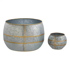 Macetas de Jardín de Metal Galvanizado de Alta Calidad, Macetas Redondas y Ovaladas de Acero Galvanizado con Relieve, Macetas para Flores de Interior y Exterior - Product Image 6