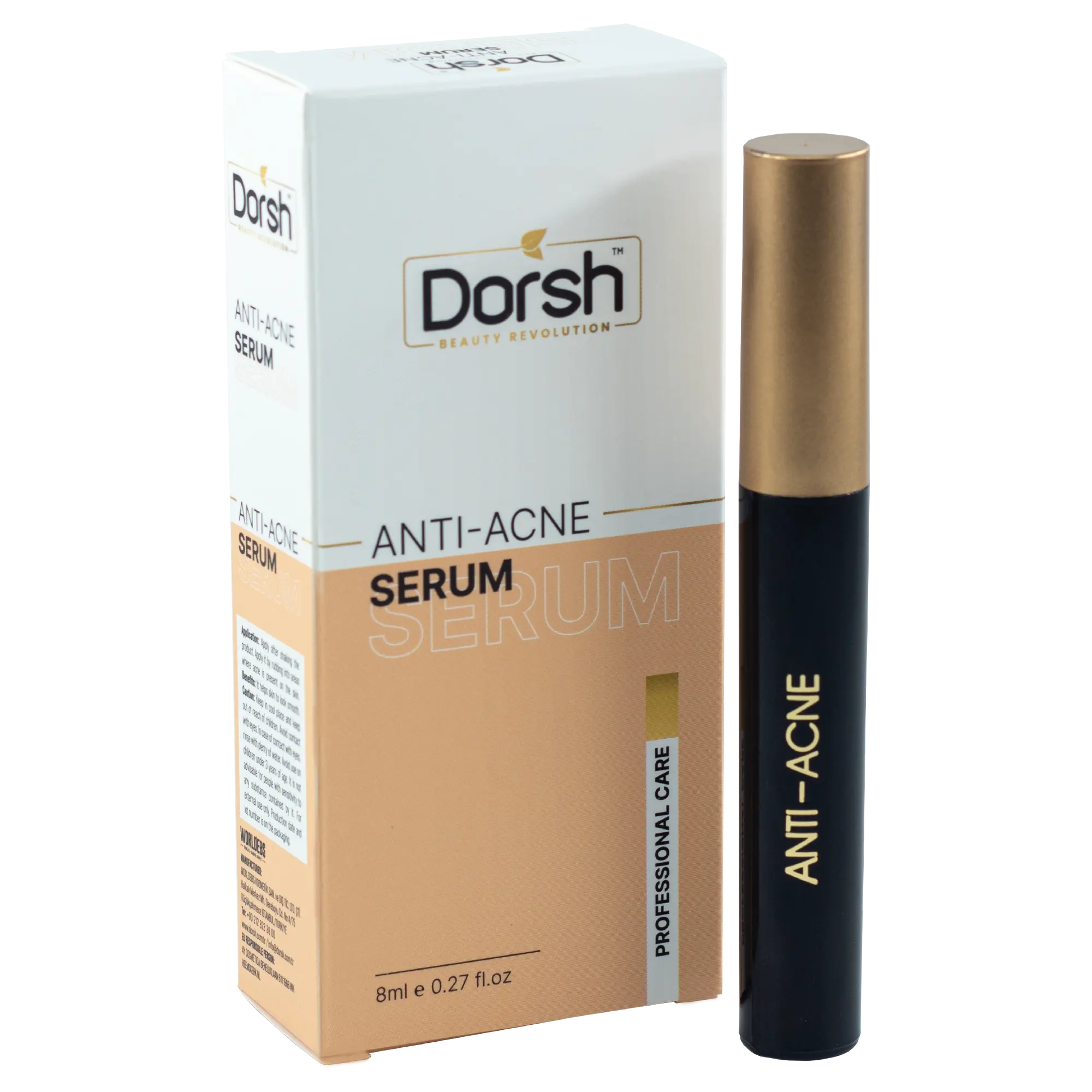 DORSH BEAUTY REVOLUTION SERUM ANTI-ACNE 8 ML Soin du visage Anti-acné Soin de la peau de haute qualité-Fabriqué en Turquie