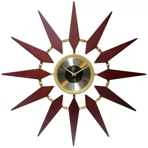 ミッドセンチュリースタイルのサンバーストホームホテルのレストランのためのスタイリッシュな壁時計丸い装飾モダンなデザインの吊り時計