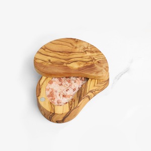 Olive <b>Wood</b> Salt Cellar with Pivoting Lid, Compact Pinch <b>Box</b> for Kitchen Counter & Table Service, Wholesale - Product Image 2