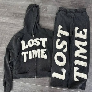 Streetwear Y2k T Shirt Hip Hop Retro Patchwork Letter T Shirt Men and Women <b>Sequined</b> Striped Sportswear Sweatpants <b>Two</b> <b>Piece</b> <b>Set</b> - Product Image 5