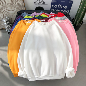 เสื้อฮู้ดดี้ผ้าฟลีซคอตตอนสีพื้นเรียบแบบมีโลโก้สั่งทำได้ สไตล์สตรีทแวร์คุณภาพสูง ทรงโอเวอร์ไซส์ ไหล่ตก สำหรับผู้หญิง - Product Image 2